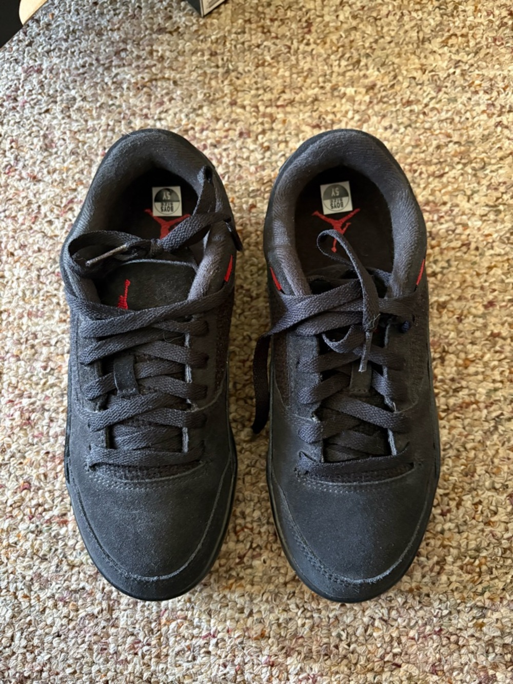 Jordan Kids Black Sneakers with Red Jumpman Accent